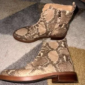 Sam Edelman Tan Snakeskin Lace-Up Boots Sam Edelman | Shoes | Sam Edelman Nina Combat Boots Wheat  main image 3